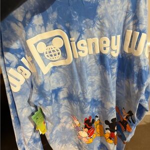 Walt Disney World Blue Tie-Dye Mickey & Friends long sleeve spirit jersey -nwt